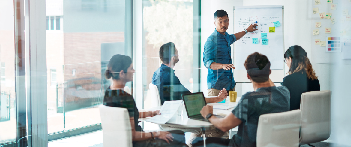 A team of marketing experts working together.