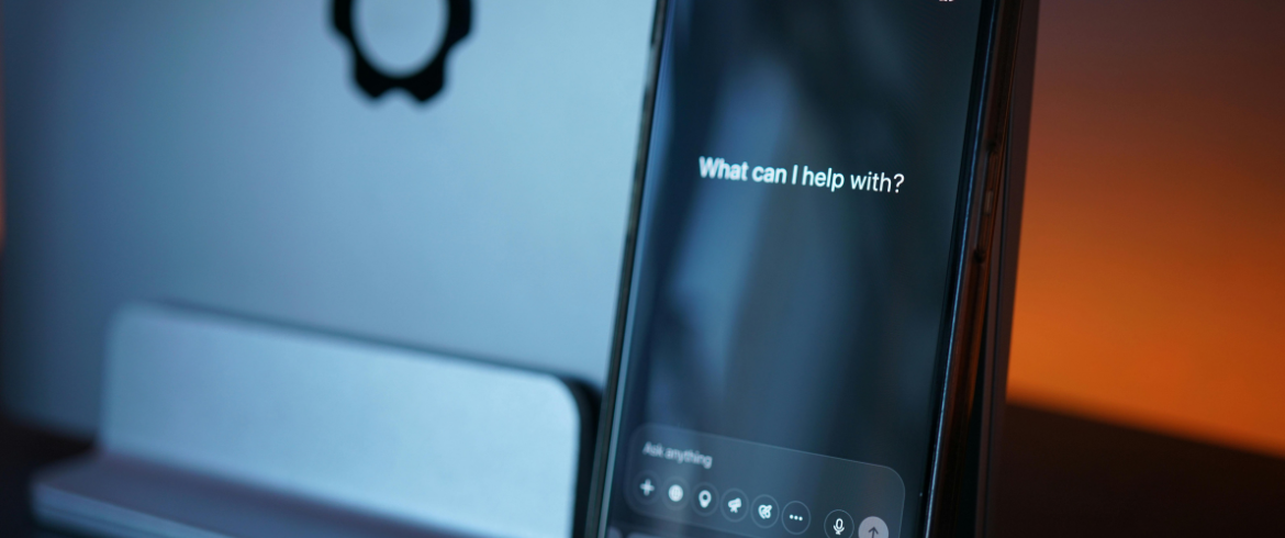 A phone showing an AI search bar.